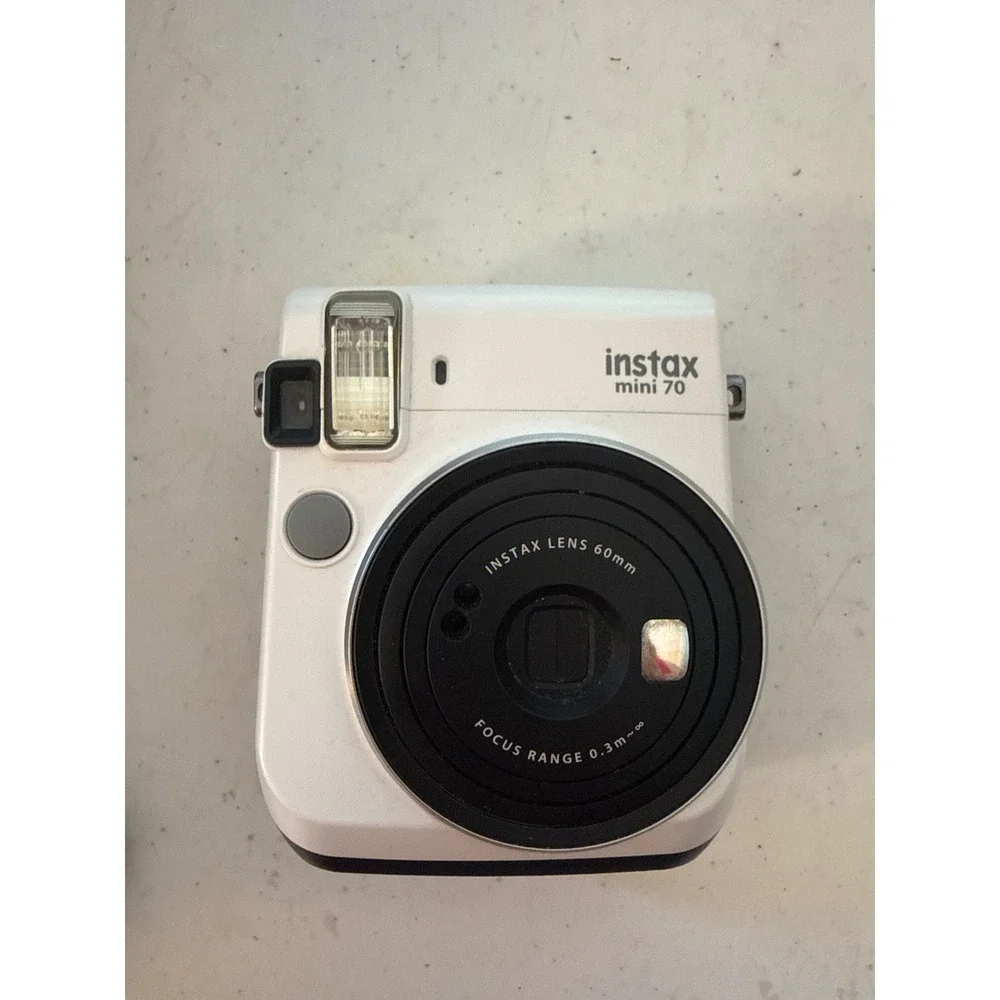 Fujifilm Instax Mini 70 Instant Film Camera White 60mm Lens Selfie Mirror